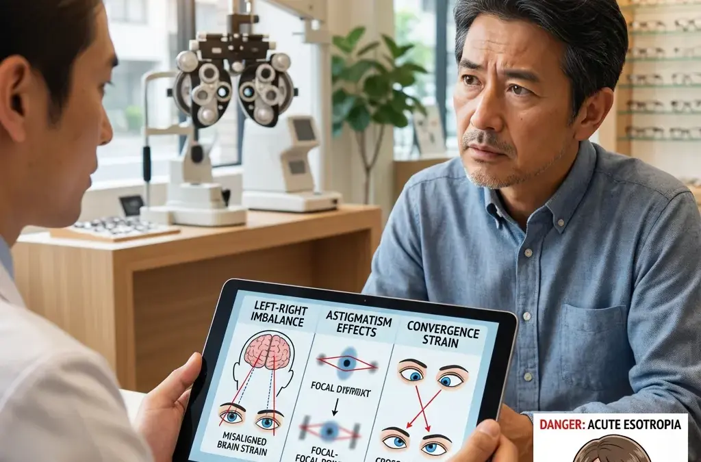 「近視だから老眼でも裸眼で大丈夫」は危険!隠れた3つのリスクと急性内斜視の恐れ